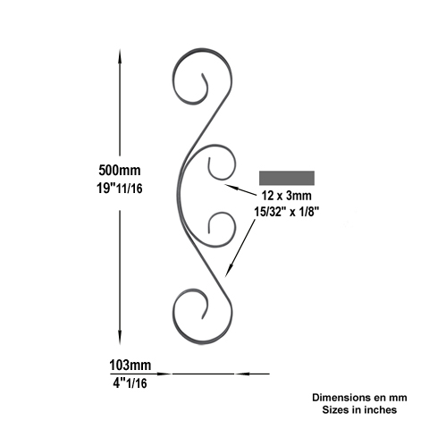 Volute assemble H500x100mm 12x3mm Volute assemble Volute