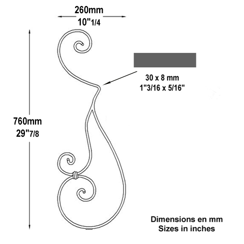 Volute assemble H760mm 30x8mm Volute assemble Volute