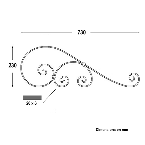 Volute assemble H730mm 20x6mm Volute assemble Volute