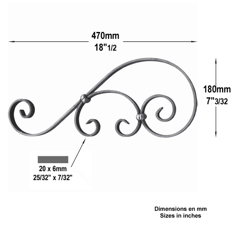 Volute assemble H470mm 20x6mm Volute assemble Volute