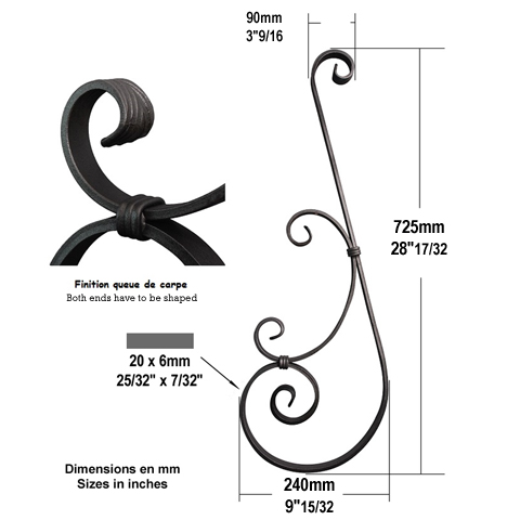 Volute assemble H725x240mm 20x6mm Volute assemble Volute