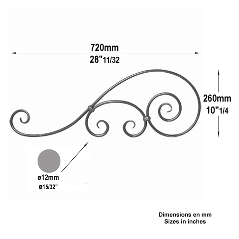 Volute assemble H720mm 12mm Volute assemble Volute