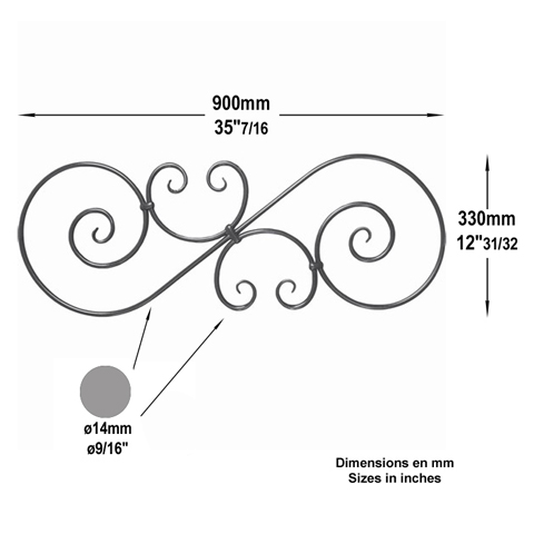 Volute assemble H900mm 14mm Volute assemble Volute