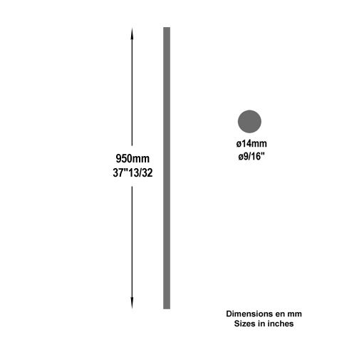 Balustre rond lisse H950mm 14mm Acier droit Balustre