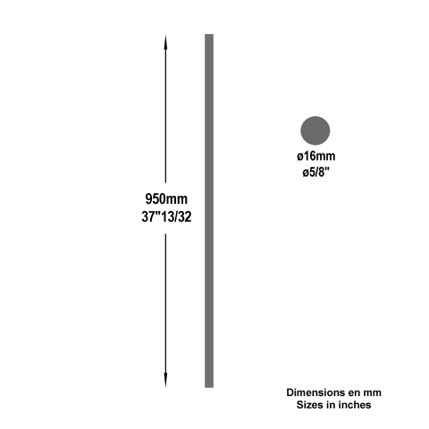 Balustre coud H1200mm 16mm Acier coud Balustre