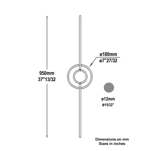 Balustre art dco H950mm 12mm Acier artdco Balustre