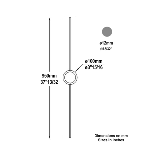 Balustre art dco H950mm 12mm Acier artdco Balustre