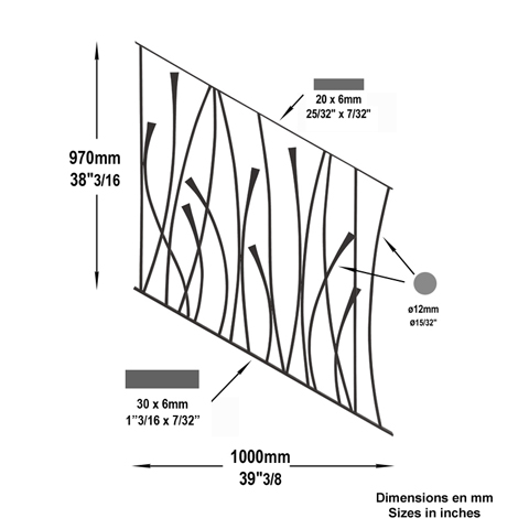 Panneau d`escalier design courbe H970x1000 12mm Panneau Design Courbe Panneau dcoratif