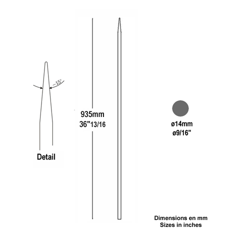 Barreau appoint 14mm 935mm Barreau 14mm Barreau appoint