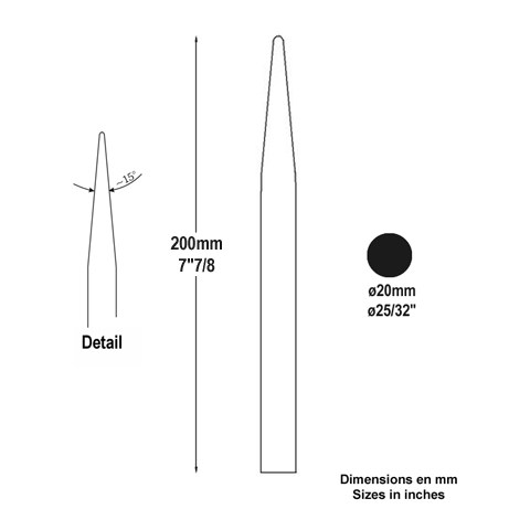 Barreau appoint 20mm 200mm Barreau 20mm Barreau appoint