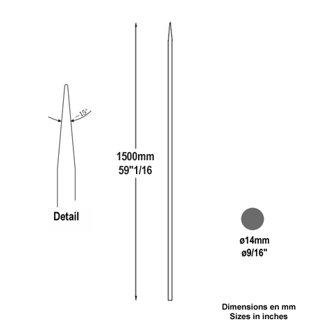 Barreau appoint 14mm 1500mm Barreau 14mm Barreau appoint