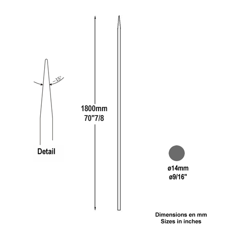 Barreau appoint 14mm 1800mm Barreau 14mm Barreau appoint