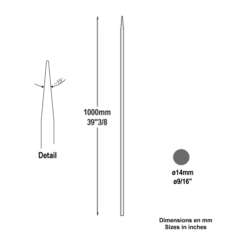 Barreau appoint 14mm 1000mm Barreau 14mm Barreau appoint