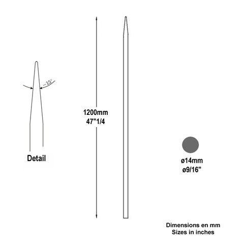 Barreau appoint 14mm 1200mm Barreau 14mm Barreau appoint