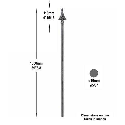 Barreau lanc 16mm 1000mm Barreau 16mm Barreau lanc