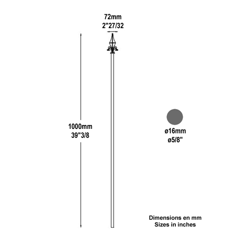 Barreau lanc 16mm 1000mm Barreau 16mm Barreau lanc