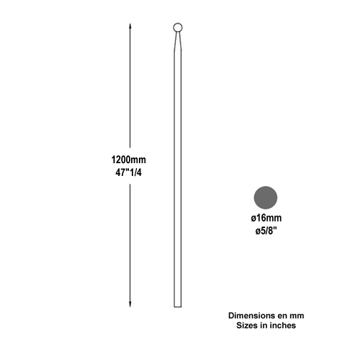 Barreau  boule 16mm 1200mm Barreau 16mm Barreau appoint