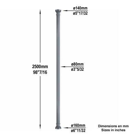 Poteau colonne H2500mm Poteau fonte H2,5m  3m Poteau colonne