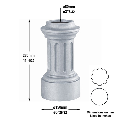 Base de poteau 80mm H280mm Elments de poteaux pices dtaches Poteau colonne