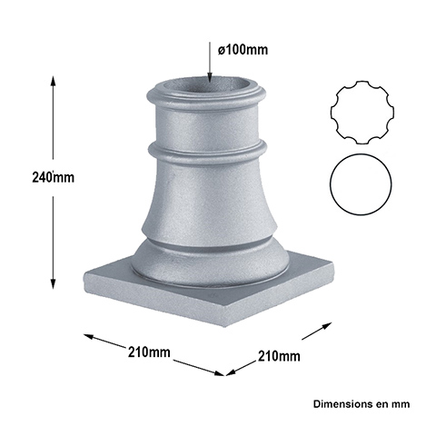 Base ou chapiteau 100mm H240mm Elments de poteaux pices dtaches Poteau colonne