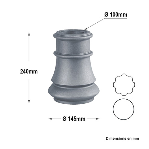 Base ou chapiteau 100mm H240mm Elments de poteaux pices dtaches Poteau colonne