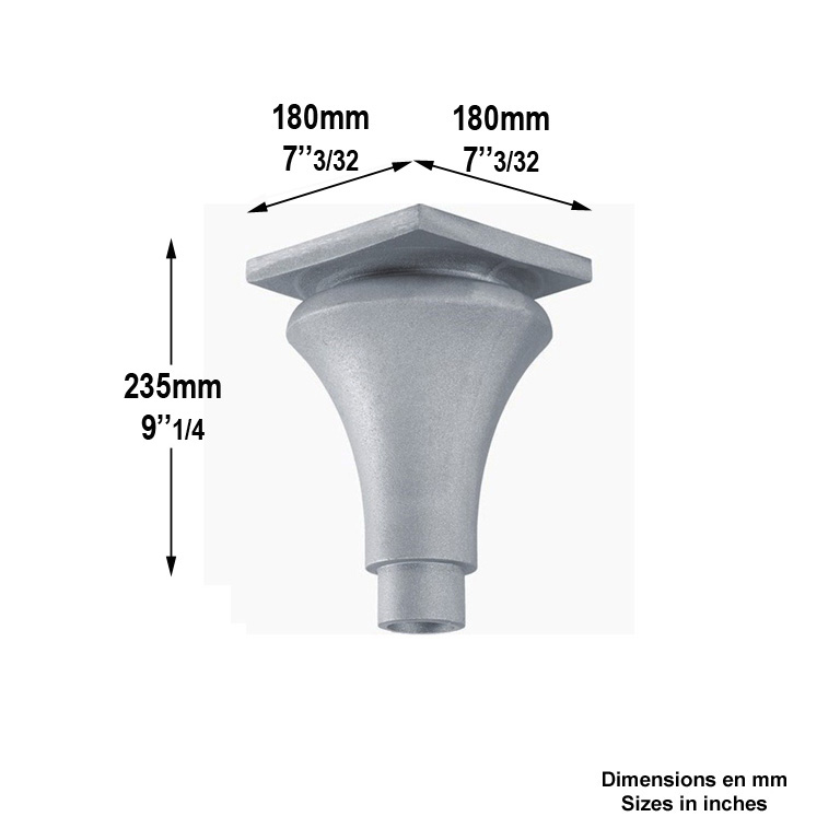 Base ou chapiteau 80mm H235mm Elments de poteaux pices dtaches Poteau colonne