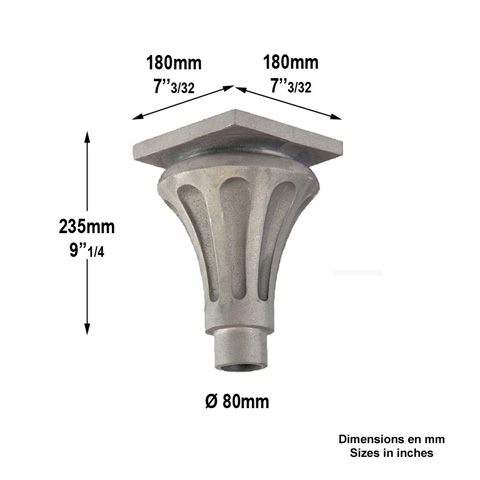 Base ou chapiteau 80mm H235mm Elments de poteaux pices dtaches Poteau colonne