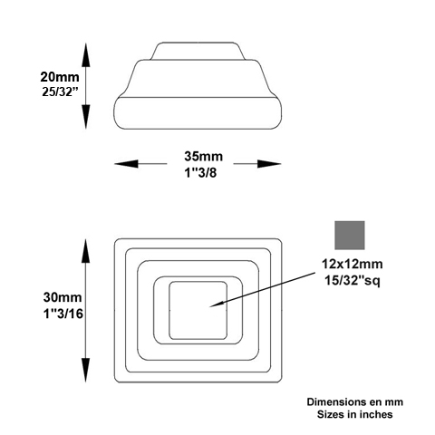 cache scellement 30x35mm 12x12mm Cache scellement