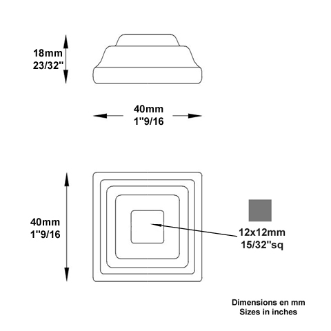 Cache scellement 40x40mm 12x12mm Cache scellement