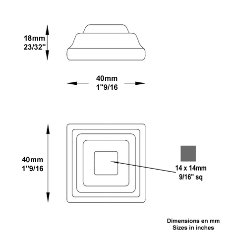 Cache scellement 40x40mm 14x14mm Cache scellement