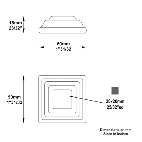 Cache scellement 50x50mm 20x20mm Cache scellement