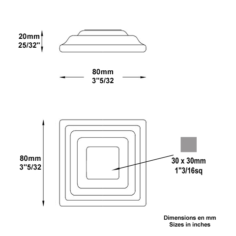 Cache scellement 80x80mm 30x30mm Cache scellement