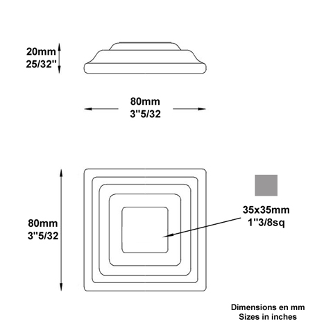 Cache scellement 80x80mm 35x35mm Cache scellement