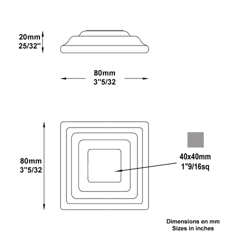 Cache scellement 80x80mm 40x40mm Cache scellement