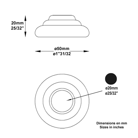 Cache scellement 50mm pour 20mm Cache scellement