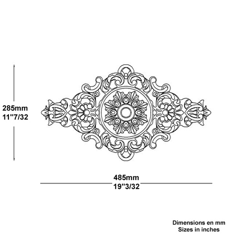 Palmette fonte L485mmx285mm Palmette fonte Palmette et rosace