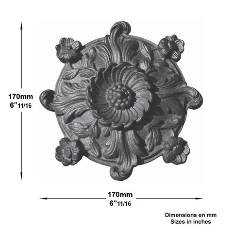 Palmette fonte H165mmx165mm Palmette fonte Palmette et rosace