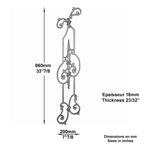 Dcoration fonte H860mmx200mm Balustre fonte Dcor