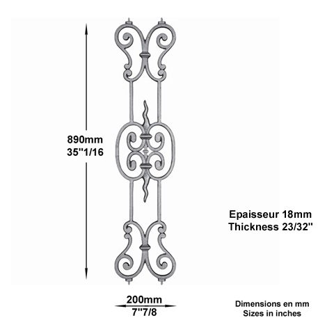 Dcoration fonte H890mmx200mm Balustre fonte Dcor