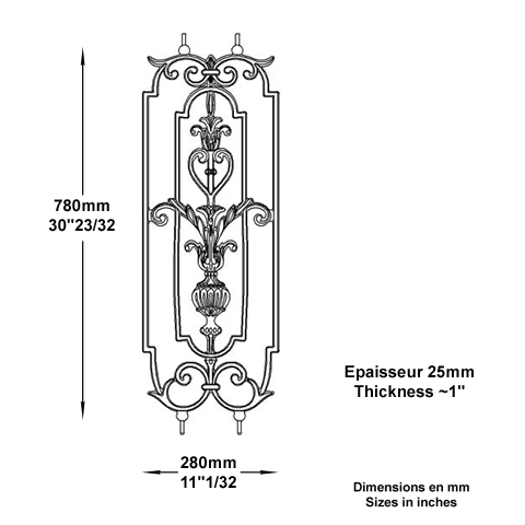 Dcoration fonte H780mmx280mm Balustre fonte Dcor