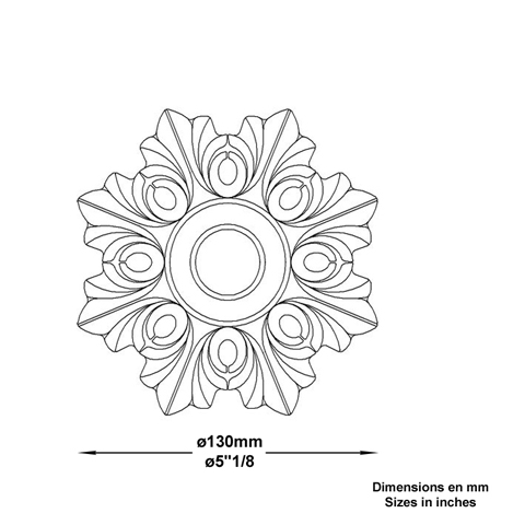 Rosace zingue 130mm Rosace zingue Palmette et rosace