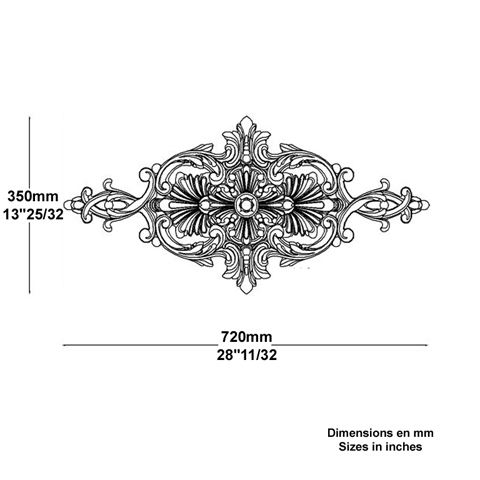 Palmette zingue L720mm x 350mm Palmette zingue Palmette et rosace