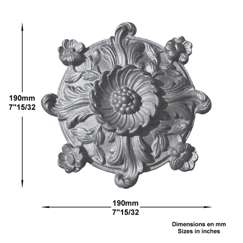 Palmette zingue L165x165mm Rosace zingue Palmette et rosace