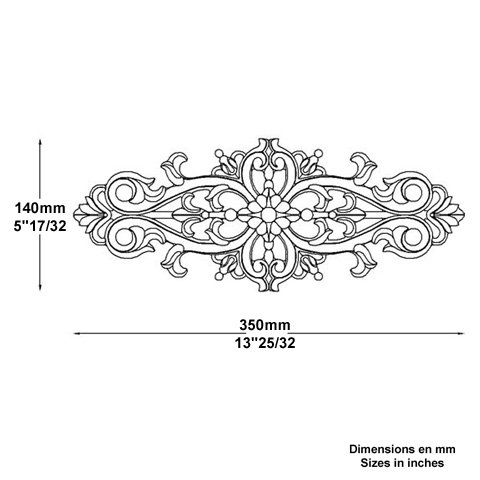 Palmette aluminium L350mm x 140mm Palmette ALU Palmette et rosace