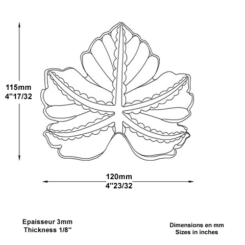 Feuille de vigne acier 115mm Feuillage pais Feuillages