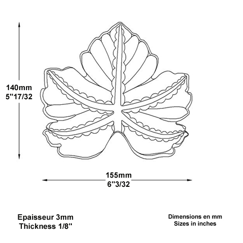 Feuille de vigne 140x155mm en acier forg pais pour la dcoration Feuillage pais Feuillages e