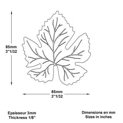 Feuille de vigne acier 85mm Feuillage pais Feuillages