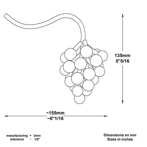 Grappe raison massive H155mm Grappe de Raisin Feuillages