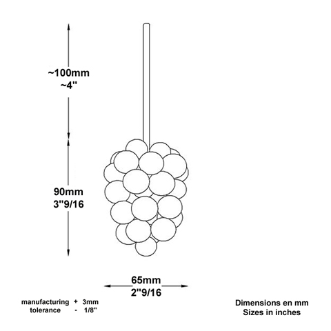 Grappe de raisin massive 90x65mm en acier pour la dcoration Grappe de Raisin Feuillages et fle