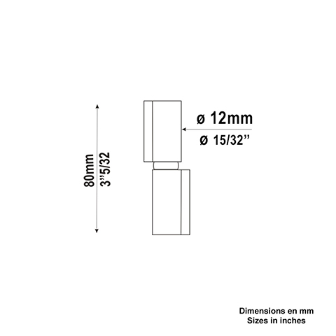 Gond forg 12mm avec axe 7mm  souder paulements verticaux Gond  souder Gond